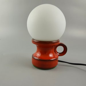 West German Pottery table lamp, desk lamp, bedside lamp, red, space age, PAN Pottery, WGP, Vintage Light, Mid Century Modern