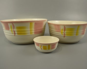 Zestaw misek w stylu vintage (3 sztuki) / dekor w sprayu / Art Deco | Niemcy | lata 30