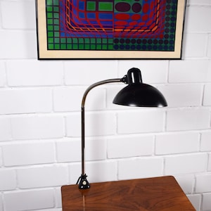 Vintage 1940s Kaiser Idell model 6740 clamp on goose neck table lamp designed by Christian Dell, Bauhaus Design.