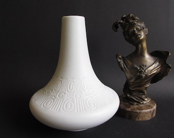 White porcelain vases, Germany Gerold Porcelain Bavaria 790, Bisque vase, vintage, 60s 70s, Op Art, Swing