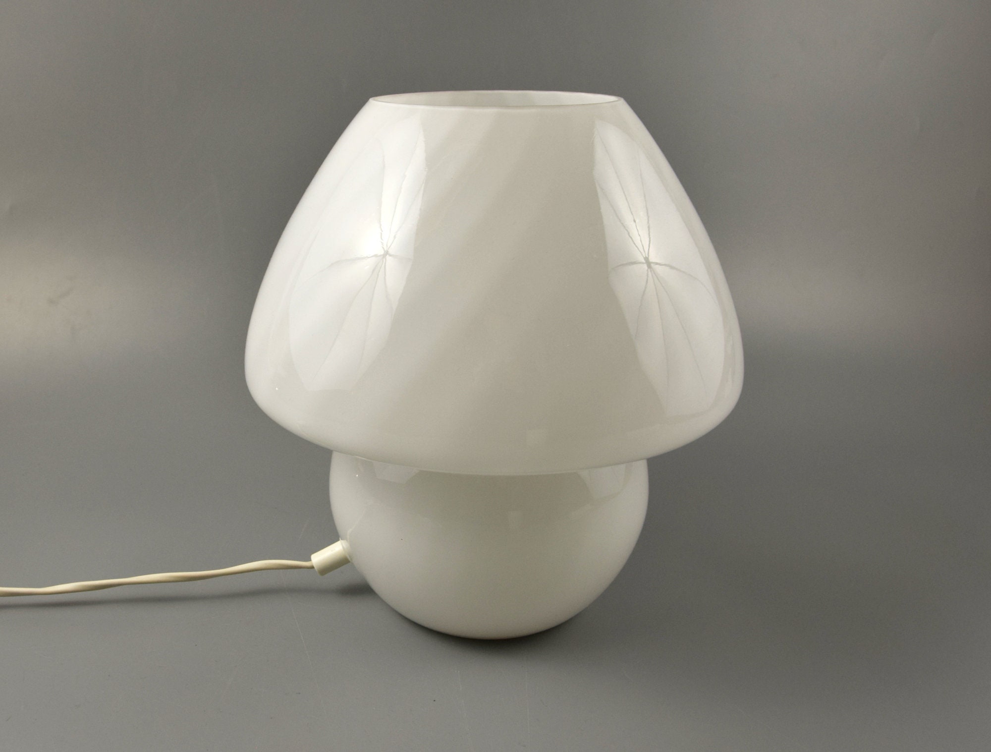 Murano Glass Mushroom Table Lamp With Swirled Glass Mid Century