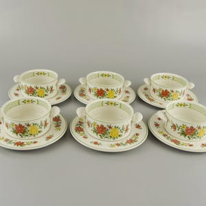 Villeroy and Boch Summer Day set of 6 soup bowls with saucers.