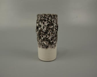 ビンテージの西ドイツの Fat Lava 花瓶。 Otto Keramik、白とグレー