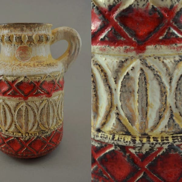 Vintage Vase von Bay / 93 25 / Bodo Mans | West German Pottery | 60er