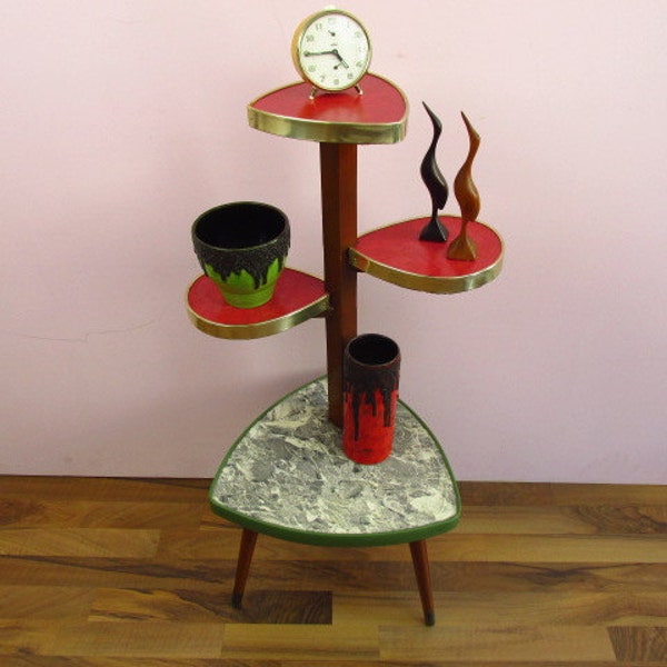 Vintage flower table, bench, side table, flower stand, multicolored, candy colors | Germany Mid Century Modern