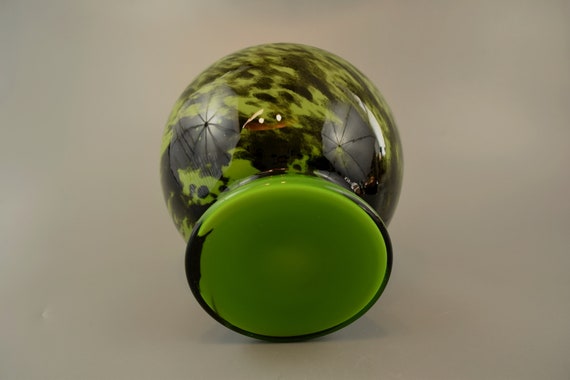 ART GLASS 花瓶 赤 黒 黄 緑 ART GLASS 花瓶 赤 黒 黄 緑