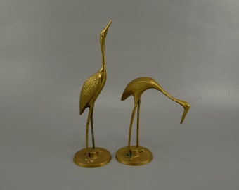 Vintage brass crane (bird) pair / brass figurines / popular design object | Germany | 60s
