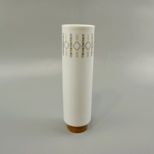 Elegant white vintage porcelain vase with wooden base | Germany | 70s