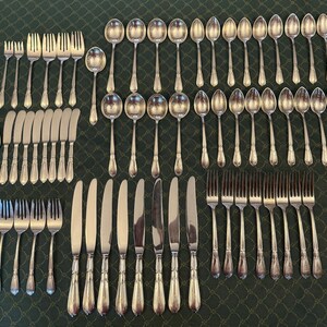 Cartier Sterling Silver Flatware- Signed- Troubadour pat.1932- 61 Pieces- Service for 8 with extras
