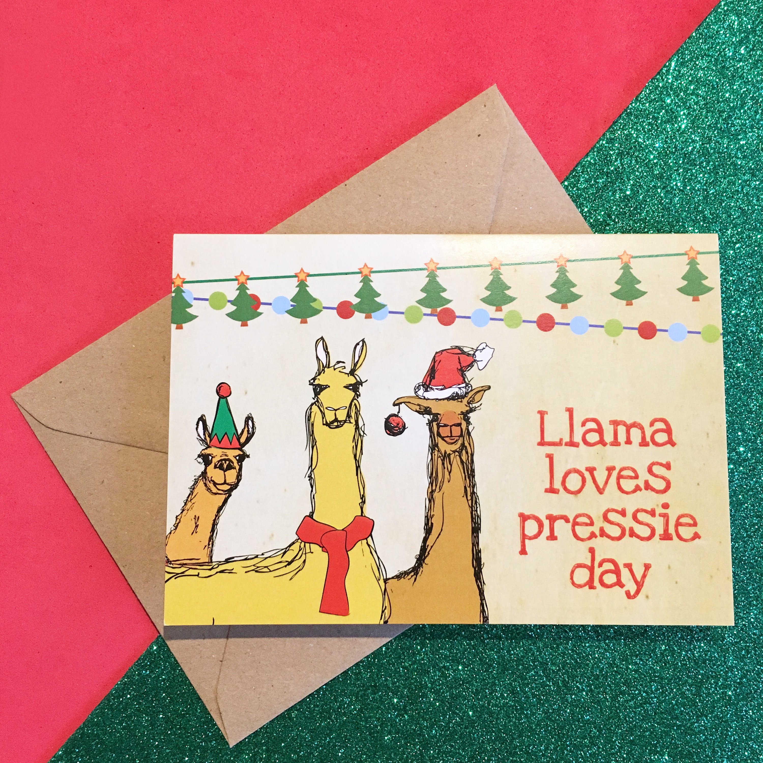 Llama Christmas Cards Funny Illustration Recycled Card | Etsy