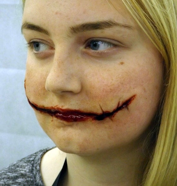 Latex Stitched Smile Prosthetic Adult Flesh Latex Stitched Smile Prosthetic Adult Flesh