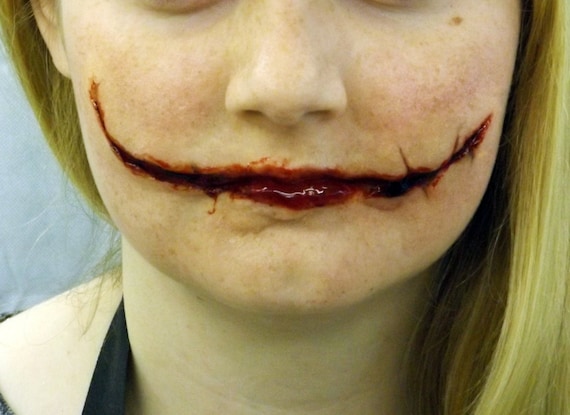 Latex Stitched Smile Prosthetic Adult Flesh Latex Stitched Smile Prosthetic Adult Flesh