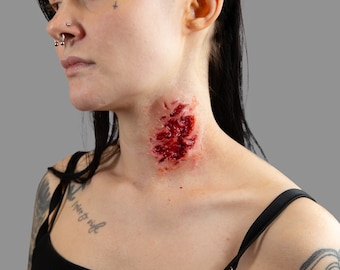 Gunshot Shotgun Wound Zombie Bite Silicone Prosthetic F01