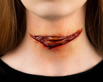 Cut Throat Laceration Walking Dead Zombie Prosthetic Cosplay Halloween F04