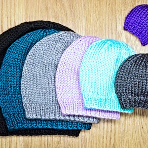 Knitting Pattern: Basic Knit Beanie Hat in All Sizes image 1