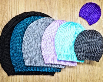 Knitting Pattern: Basic Knit Beanie Hat in All Sizes