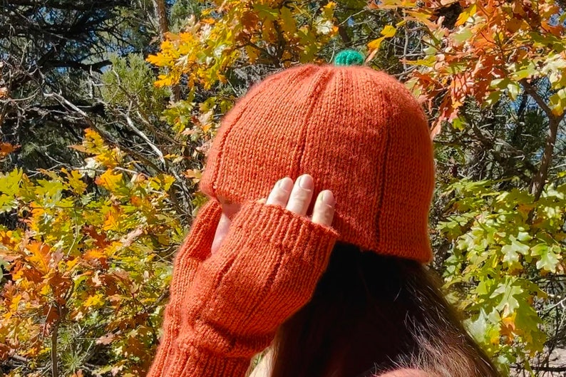 Knitting Pattern Set: Pumpkin Hat and Gloves with Sizes for Everyone image 4