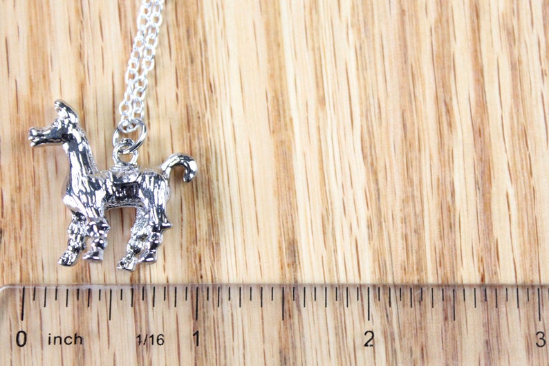 Llama Necklace gift for mom, knitter, crocheter silver llama alpaca pendant on long chain image 7