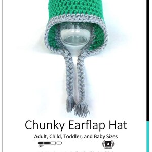 Crochet Pattern: Chunky Crochet Earflap Hat with Braided Tassels, DIY instructions for all sizes, adult, child, baby, infant image 3