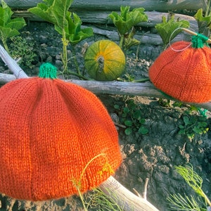 Knitting Pattern Set: Pumpkin Hat and Gloves with Sizes for Everyone image 2