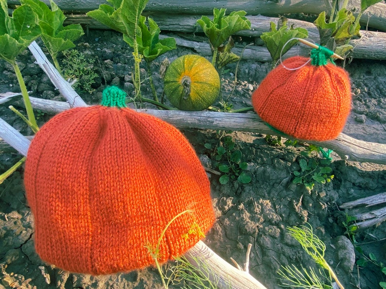 Knitting Pattern Set: Pumpkin Hat and Gloves with Sizes for Everyone image 2