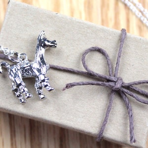 Llama Necklace gift for mom, knitter, crocheter silver llama alpaca pendant on long chain image 2