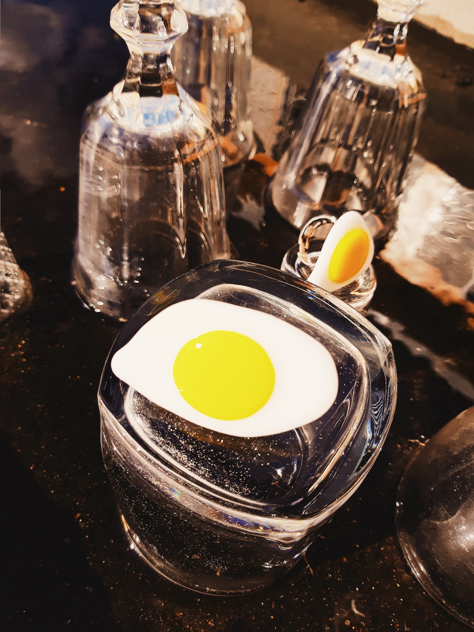 Funky Egg Ring with Adjustable Size Statement Yellow Glass Etsy