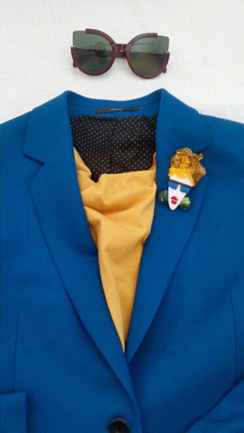 Face 60s Style Brooch Glass Faces Jewelry Face Brooch Etsy