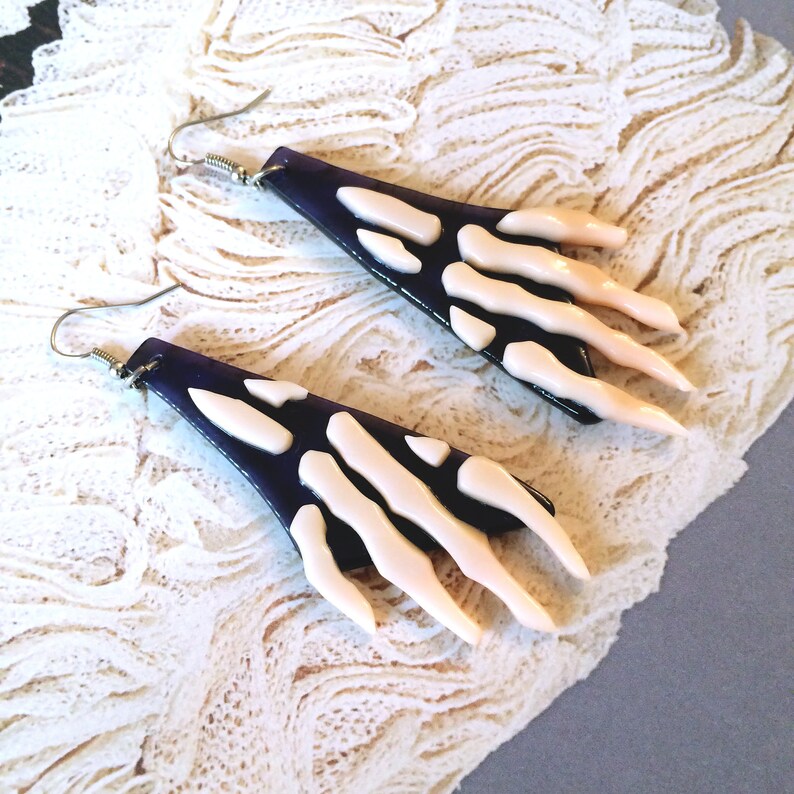 Witches Jewelry Women Halloween stuff Gothic Earrings Spooky Earrings Horror Claws Earrings Spooky Parties. Glass Bird Paw