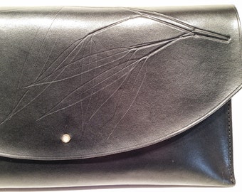 Elegant Black Leather Clutch Purse by Bill Cleaver