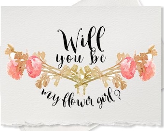 Card to ask, Will you be my Flower Girl, card for wedding party, invitation bridesmaid card Maid of Honor, bridesmaid proposal card