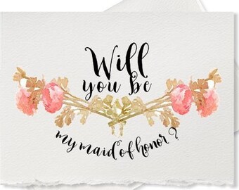 Will you be my Maid of Honor, rustic wedding, recycled wedding, flower girl card from bride engagement Bridesmaid wedding party bridal cards