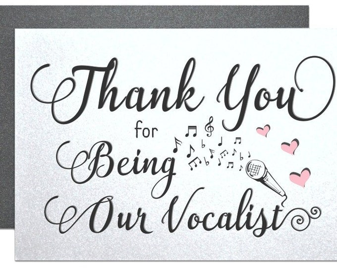 Thank Your Vocalist Card, Wedding Thank You Greeting Cards For Singers Performers Musicians DJ MC