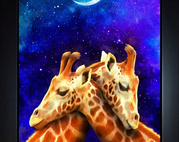 Loving Giraffes Wall Art, Home Decor, Art Prints, Canvas And Framed Options, Card Option