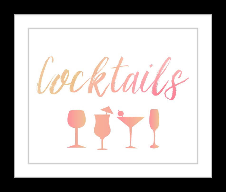 Cocktails Sign For Open Bar Wedding Drinks Sign For Wedding
