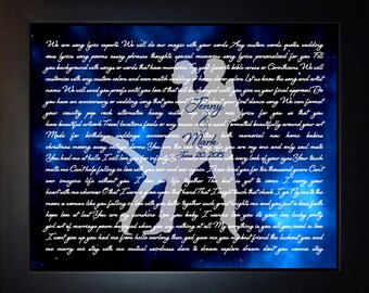 Wedding Song Art, Personalized Wedding Gifts Song Lyric Art Wedding Vow Art Song Lyric Wedding Vows Print 1st Anniversary Gift First Dance