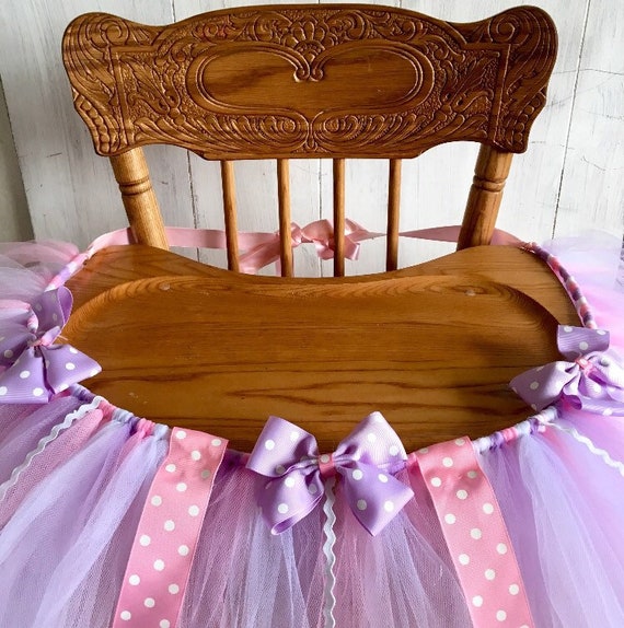Princess Birthday High Chair Tutu Banner Pink Purple High Etsy