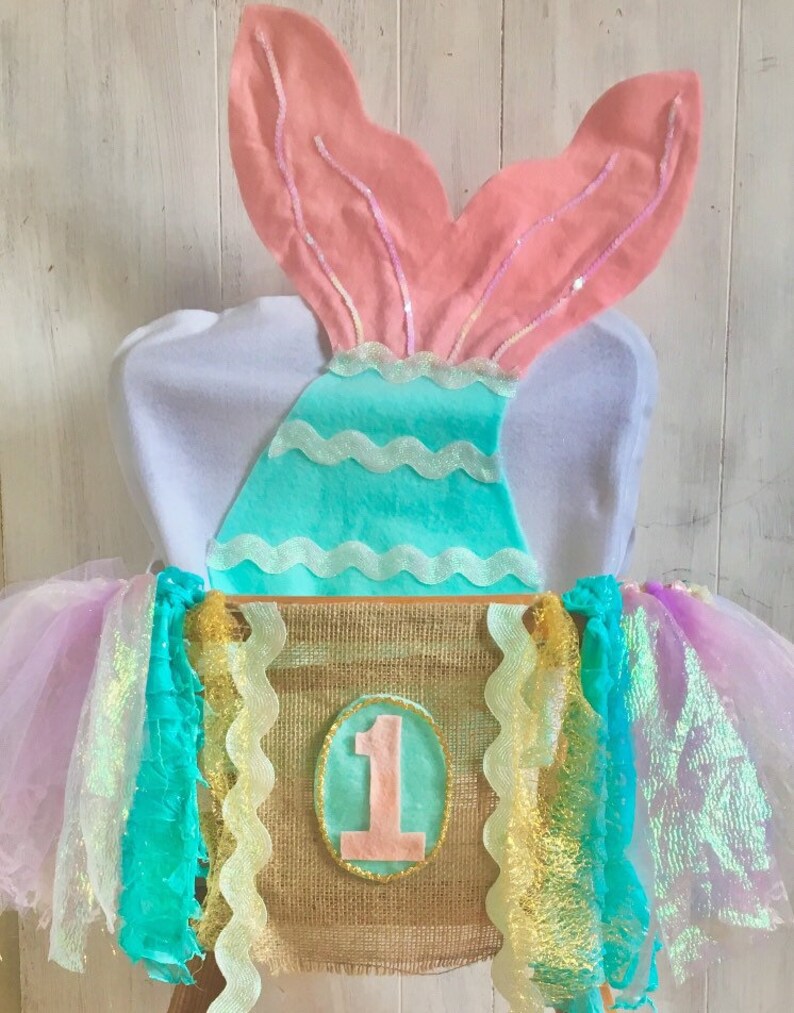 Mermaid High Chair Banner Cover Mermaid Highchair Banner High Chair Decoration Mermaid Party Mermaid Birthday Little Mermaid
