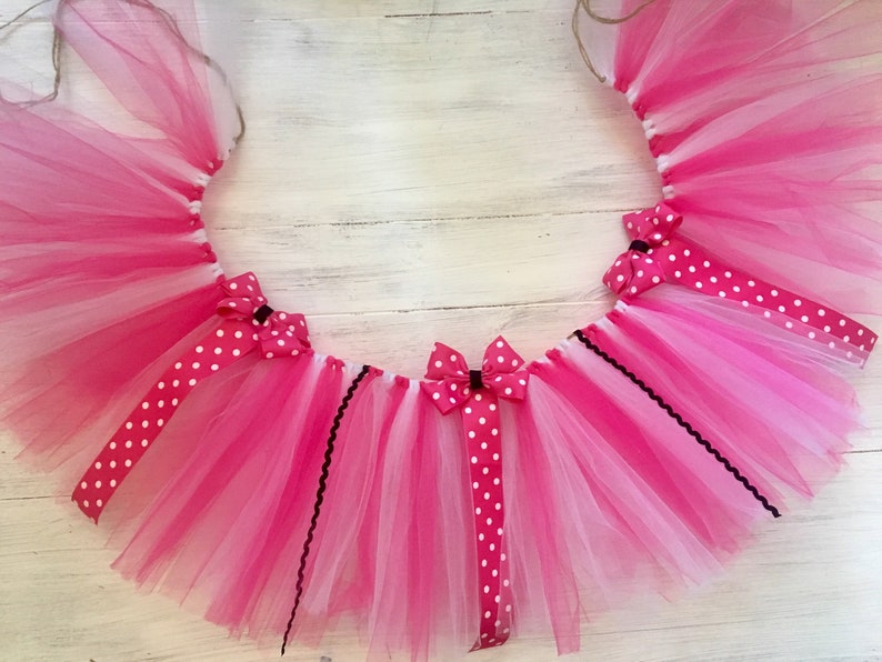 Hot Pink And Black Minnie Mouse High Chair Tutu Image 0