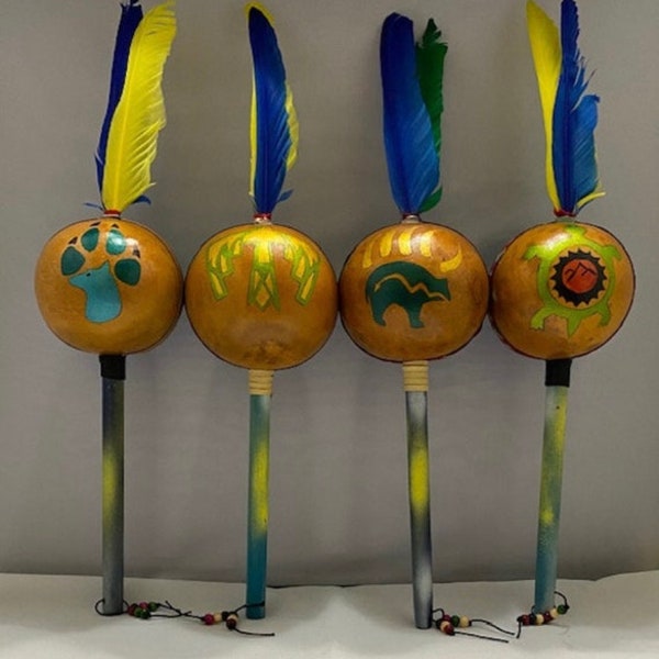 Native American Gourd Rattle -Gourd Art-Musical Gift, ready to ship.