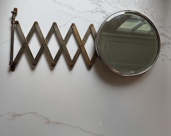 Antique Wall Hung Expandable Shaving or Make-Up Mirror.