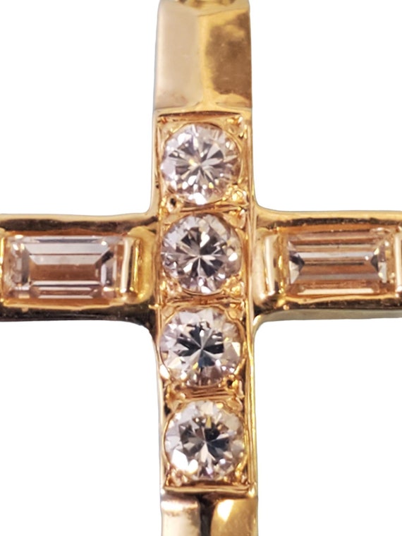 Estate Vintage Cross Pendant 14k Yellow Gold and … - image 5
