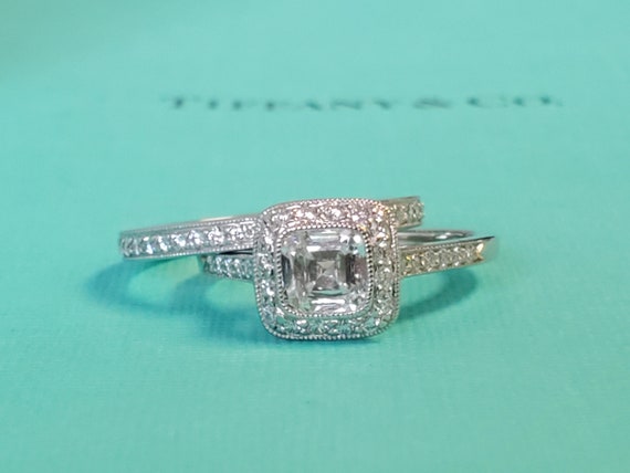 Tiffany Co. Platinum Legacy Cushion Diamond Ring … - image 1