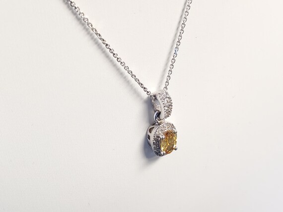 Estate Yellow Oval Sapphire and Diamond Necklace … - image 4