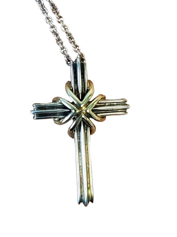 Vintage Tiffany & Co. Sterling 18k Cross and Neckl