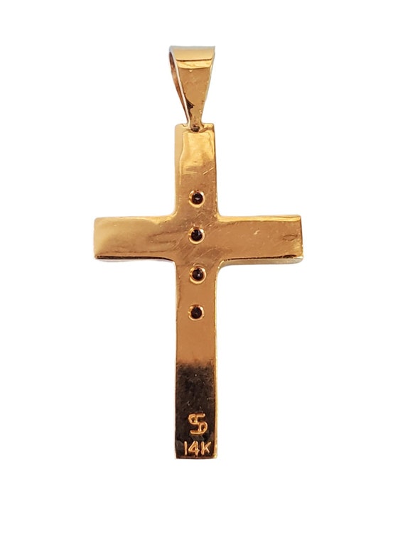 Estate Vintage Cross Pendant 14k Yellow Gold and … - image 6