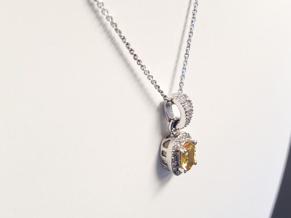 Estate Yellow Oval Sapphire and Diamond Necklace … - image 5