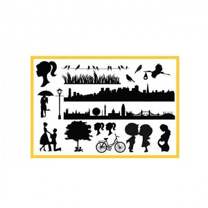 Wedding And City Elements Silhouette Mat/Mold, Cake Silhouettes