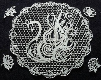Crystal Candy Swan Lake Doily Cake Lace Mat, Cake Lace Mat, Silicone Doily Mat