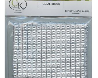 Glam Ribbon, Bling Ribbon, Pyramid Glam Ribbon, Silver Ribbon